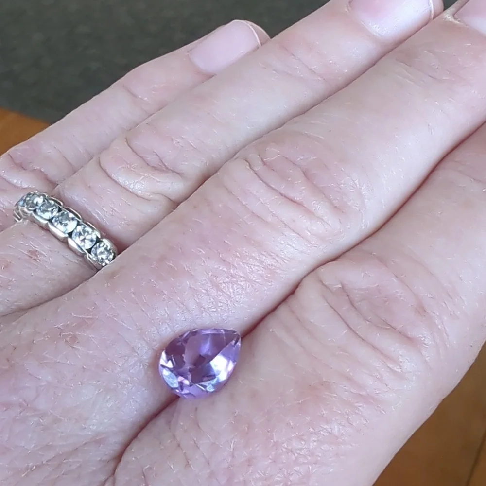 Teardrop Purple Amethyst Ring Gem for Fine Jewelry